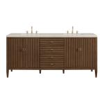 Myrrin 72" Vanity, Mid Century Walnut, w/ 3 CM Siberian Silestone Top