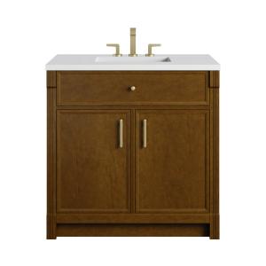 Bellshire 36" Single Vanity, Honey Oak w/ 3 CM White Zeus Silestone Top