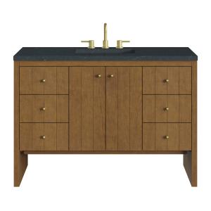 Hudson 48" Single Vanity, Honey Oak w/ 3 CM Charcoal Soapstone Silestone Top