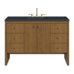 Hudson 48" Single Vanity, Honey Oak w/ 3 CM Charcoal Soapstone Silestone Top