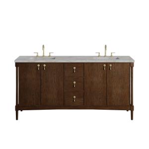 Kinnsden 72" Double Vanity, Sable Oak w/ 3 CM Victorian Silver Silestone Top