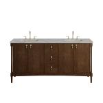 Kinnsden 72" Double Vanity, Sable Oak w/ 3 CM Victorian Silver Silestone Top w/FreePower Wireless Charger