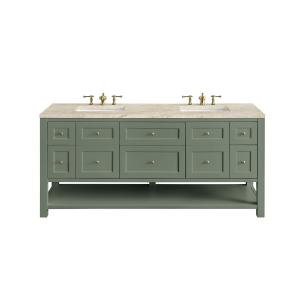 Breckenridge 72" Double Vanity, Smokey Celadon, w/ 3 CM Tajnar Eclos Top w/FreePower Wireless Charger