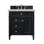 Brittany 30" Single Vanity, Black Onyx, w/ 3 CM Siberian Silestone Top