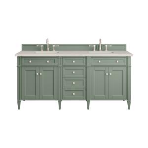 Brittany 72" Double Vanity, Smokey Celadon, w/ 3 CM Siberian Silestone Top w/FreePower Wireless Charger