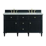 Lorelai 60" Double Vanity, Black Onyx w/ 3 CM Eternal Jasmine Pearl Silestone Top w/FreePower Wireless Charger