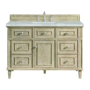 Lorelai 48" Single Vanity, Whitewashed Oak w/ 3 CM Victorian Silver Silestone Top w/FreePower Wireless Charger