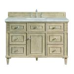 Lorelai 48" Single Vanity, Whitewashed Oak w/ 3 CM Victorian Silver Silestone Top w/FreePower Wireless Charger