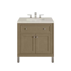 Chicago 30" Single Vanity, Walnut Whisper, w/ 3 CM Siberian Silestone Top