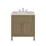 Chicago 30" Single Vanity, Walnut Whisper, w/ 3 CM Siberian Silestone Top