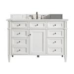 Brittany 48" Single Vanity, Bright White w/ 3 CM Ethereal Noctis Silestone Top w/FreePower Wireless Charger