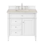 Brittany 36" Single Vanity in Bright White, w/ 3 CM Siberian Silestone Top
