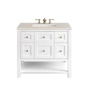 Breckenridge 36" Single Vanity, Bright White, w/ 3 CM Siberian Silestone Top