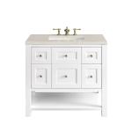 Breckenridge 36" Single Vanity, Bright White, w/ 3 CM Siberian Silestone Top