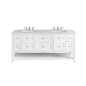 Breckenridge 72" Double Vanity, Bright White w/ 3 CM Eternal Jasmine Pearl Top w/FreePower Wireless Charger