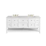 Breckenridge 72" Double Vanity, Bright White w/ 3 CM Eternal Jasmine Pearl Top w/FreePower Wireless Charger