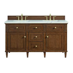 Lorelai 60" Double Vanity, Mid-Century Walnut w/ 3 CM Ethereal Noctis Silestone Top w/FreePower Wireless Charger
