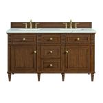 Lorelai 60" Double Vanity, Mid-Century Walnut w/ 3 CM Ethereal Noctis Silestone Top w/FreePower Wireless Charger
