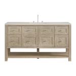 Breckenridge 60" Single Vanity, Whitewashed Oak, w/ 3 CM Siberian Silestone Top