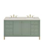 Chicago 60" Double Vanity, Smokey Celadon, w/ 3 CM Siberian Silestone Top
