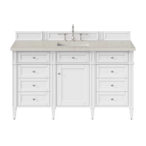 Brittany 60" Single Vanity in Bright White, w/ 3 CM Siberian Silestone Top