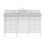 Brittany 60" Single Vanity in Bright White, w/ 3 CM Siberian Silestone Top