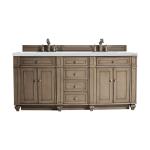 Bristol 72" Double Vanity, Whitewashed Walnut w/ 3 CM Ethereal Noctis Silestone Top w/FreePower Wireless Charger