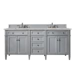 Brittany 72" Double Vanity, Urban Gray w/ 3 CM Victorian Silver Silestone Top w/FreePower Wireless Charger