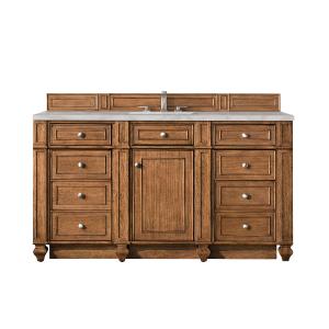 Bristol 60" Single Vanity, Saddle Brown w/ 3 CM Victorian Silver Silestone Top w/FreePower Wireless Charger