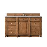 Bristol 60" Single Vanity, Saddle Brown w/ 3 CM Victorian Silver Silestone Top w/FreePower Wireless Charger