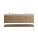 Allamari 72" Double Vanity, Dune Mist w/ 3 CM Victorian Silver Silestone Top