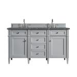 Brittany 60" Double Vanity, Urban Gray w/ 3 CM Parisien Bleu Silestone Top w/FreePower Wireless Charger