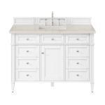 Brittany 48" Single Vanity in Bright White, w/ 3 CM Siberian Silestone Top w/FreePower Wireless Charger