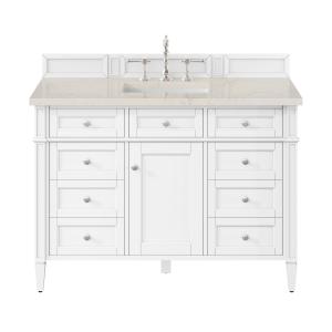 Brittany 48" Single Vanity in Bright White, w/ 3 CM Siberian Silestone Top w/FreePower Wireless Charger