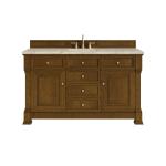 Brookfield 60" Single Vanity, Honey Oak, w/ 3 CM Tajnar Eclos Top