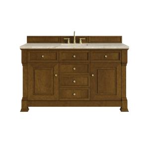 Brookfield 60" Single Vanity, Honey Oak, w/ 3 CM Tajnar Eclos Top w/FreePower Wireless Charger