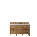 Brittany 60" Single Vanity, Saddle Brown w/ 3 CM Eternal Jasmine Pearl Silestone Top w/FreePower Wireless Charger