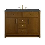Bellshire 48" Single Vanity, Honey Oak w/ 3 CM Parisien Bleu Silestone Top w/FreePower Wireless Charger