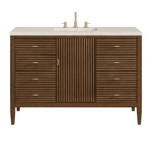 Myrrin 48" Single Vanity, Mid Century Walnut, w/ 3 CM Siberian Silestone Top