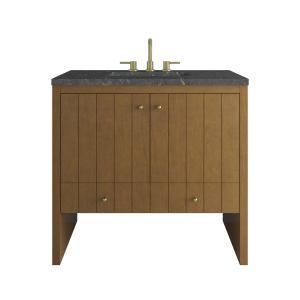 Hudson 36" Single Vanity, Honey Oak w/ 3 CM Parisien Bleu Silestone Top