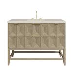 Emmeline 48" Single Vanity, Pebble Oak, w/ 3 CM Siberian Silestone Top