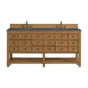 Malibu 72" Double Vanity, Amber Birch w/ 3 CM Parisien Bleu Top w/ FreePower Wireless Charger