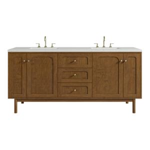 Laurent 72" Double Vanity, Honey Oak w/ 3 CM Lime Delight Silestone Top
