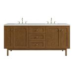 Laurent 72" Double Vanity, Honey Oak w/ 3 CM Lime Delight Silestone Top