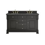 Brookfield 60" Double Vanity, Black Onyx w/ 3 CM Parisien Bleu Silestone Top w/FreePower Wireless Charger