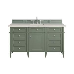 Brittany 60" Single Vanity, Smokey Celadon, w/ 3 CM Siberian Silestone Top