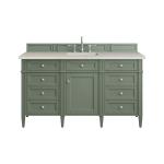 Brittany 60" Single Vanity, Smokey Celadon, w/ 3 CM Siberian Silestone Top