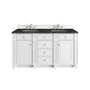 Bristol 60" Double Vanity, Bright White, w/ 3 CM Phantome Eclos Top