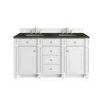Bristol 60" Double Vanity, Bright White, w/ 3 CM Phantome Eclos Top