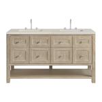 Breckenridge 60" Double Vanity, Whitewashed Oak, w/ 3 CM Tajnar Eclos Top